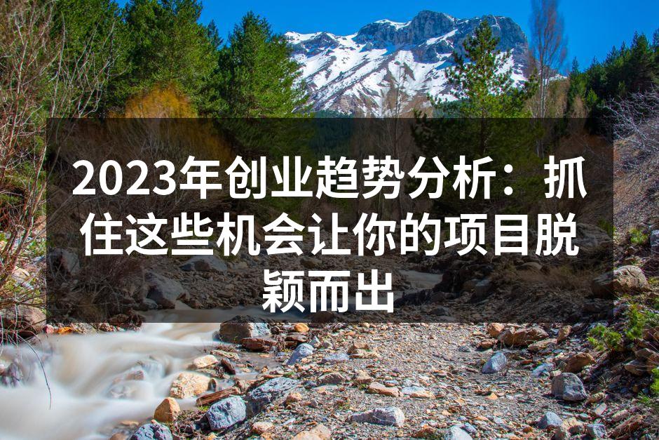 2023年创业趋势分析：抓住这些机会让你的项目脱颖而出